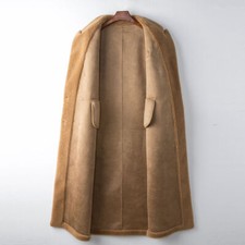 Giacca in vera pelliccia di lana sopra il ginocchio donna cappotto lungo in pile di pecora