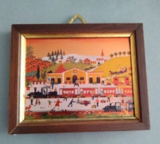 Stampa su lastra di rame con cornice in legno- anno 1980