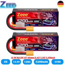 2x Zeee 4S batteria Lipo 14,8 V 120 C 5200 mAh custodia rigida XT90 per RC auto barca buggy camion
