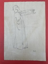 Disegno Koloman Moser su carta (fatto a mano) firmato e timbrato