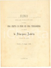 1883 TORINO Signorine che offrirono fiori per nozze Isabella duchessa di GENOVA