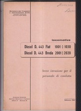 FERROVIE FS-LOCOMOTIVE DIESEL D.443 FIAT-BREDA-ISTRUZIONI-1968-