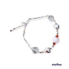 Braccialetto Donna Ragazza Argento 925 con pietre dure e motivi a cuore 