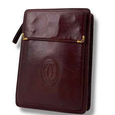 Cartier seconda borsa borsetta piccola logo pelle vino rosso uomo USATA DAL GIAPPONE