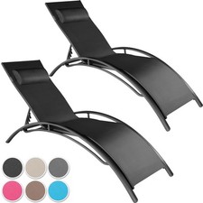 Set di 2 Lettini Prendisole Schienale Regolabile 5 Posizioni Polietilene Sedia 