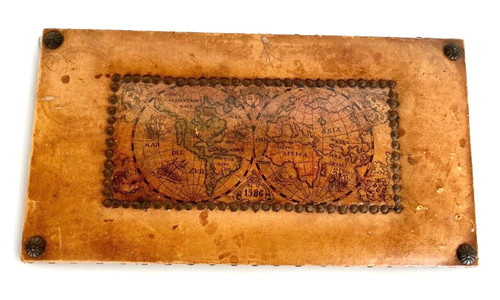 Antique world map leather - world,