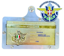 SUPPORTO TARGA ORO CON RILEVO + FIX PER SPILLA FMI  IN ACCIAIO  SENZA FORARE