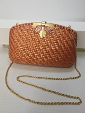 Borsa pochette vintage Rodo Italia arancione autunno foglia vimini cesto tessuto tracolla