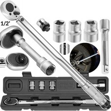 Chiave Dinamometrica 460 mm 1/2" 28-210Nm con Bussole 17 19 21mm e Prolunga Auto