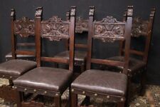 Sedie antiche / sedute / legno restaurato / pelle / sei / 6 / six chairs / ITA