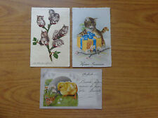 LOTTO 3 CARTOLINA AUGURALI BUONA PASQUA STILE LIBERTY GATTINI DEI PRIMI DEL '900
