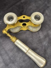 Rare Lemaire Paris Antique Theatre Glasses Mother of Pearl & Brass Lorgnette