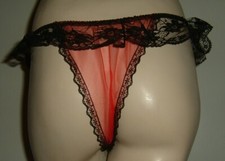 CLASSIFIED SLIP APERTO ROSSO PIZZO NERO T.UNICA SEXY LINGERIE INTIMO NUOVO