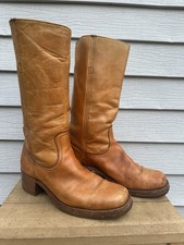 Stivali vintage anni 70 Frye Campus donna taglia 10 arancio alba marmorizzato punta quadrata