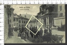 FELTRE BELLUNO PORTA CASTALDI BENZINA CAVALLO CALESSE_CARTOLINA VIAGGIATA 1915