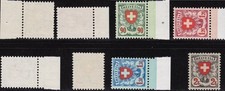1933-34 SWITZERLAND, No. 208ab/211a, Embossed Coated Paper, Cross and Shield, MN