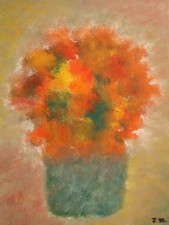 Vaso di fiori da giardino impressionista - dipinto olio su tela moderno originale firmato