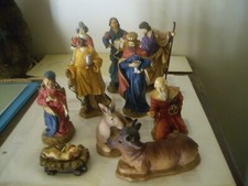 Antico presepe decorato a manio 11 totali pezzi, periodo fine 800 inizi 900