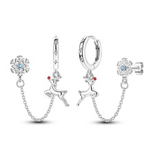Orecchini a cerchio MULA europei argento sterling 925 zirconi cervo fiocco di neve gioielli da donna
