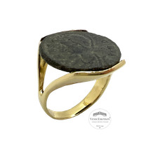 Anello elegante Oro 18 Kt. con Moneta Romana originale antica