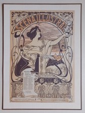 n. 4 stampe litografiche originali liberty a colori tratte da riviste fine ‘800