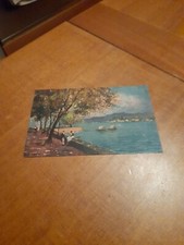 CARTOLINA PAESAGGIO  LACUSTRE ANIMATO BUSCAGLIONE SCRITTA NON VG