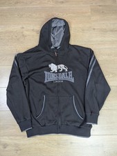 Lonsdale London Giacca Zip Felpa con Cappuccio Uomo XL Coulisse Nero Grigio