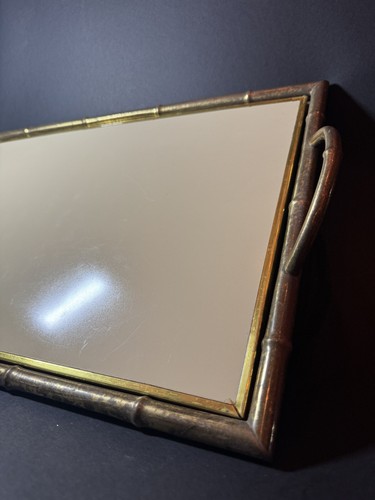 Vassoio vintage ottone - vassoio, bambù