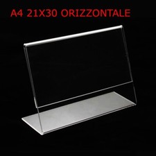 CORNICE ESPOSITORE ORIZZONTALE  A4 PLEXIGLASS PLASTICA TRASPARENTE CM 21 X 30 *