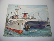 Ecole de Paris,Roland HAMON (1909-1987):Le Havre en 1962 "France dans la bassin"