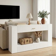 Tavolo consolle rigato - consolle, bianco