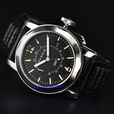 Vetro Zaffiro Parnis Uomo Gents 44mm Movimento Automatico GMT Orologio Data Finestra 