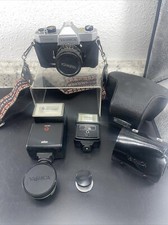 Yashica TL-Electro reflex 35 mm con obiettivo grandangolare 50 mm e Aux set + flash