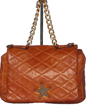 borsa donna VERA PELLE lavata morbida vintage cuoio marrone tracolla stella