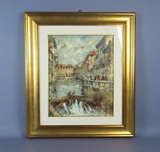 Quadro dipinto olio su tela A. Cargnel vecchia Milano cornice dorata vintage