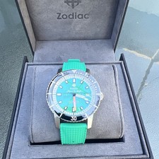 NUOVO Orologio Uomo Green Zodiac Super Sea Wolf Compressione Automatico Seafoam ZO9305 