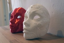 Working Geisha Mask  - maschera cosplay geisha horror e fantasy - con bocca apri