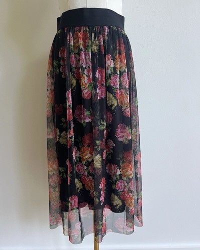 Gonna midi floreale tulle