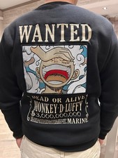 Felpa Ricamata Davanti E Dietro One Piece Luffy Gear 5 Wanted