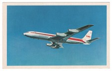 Cartolina aereo TWA Boeing 707 StarStream in volo - Aviazione USA (anni '70-'80)