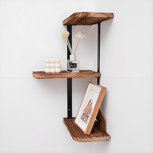Rustic wood corner shelf - corner,