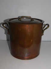 MADE IN FRANCE PENTOLA GRANDE IN RAME MARTELLATO 9 5/8" ALTEZZA X 9 5/8" LARGHEZZA