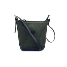 Autentica borsa a tracolla Gucci vintage in pelle scamosciata verde secchiello