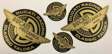 4 Adesivi Stickers DUCATI RACING TALDEA Meccanica Vintage Gold & Black 