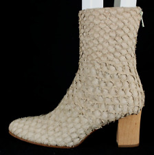 Stivaletti HELMUT LANG 2002 vintage pelle di carpa marrone tortora legno tacco a blocco 37