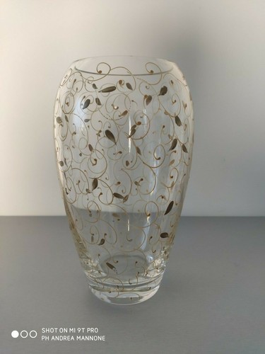 Vaso cristallo decorato oro - cristallo,