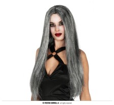 Parrucca grigia lunga liscia