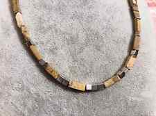 Collana Girocollo Uomo Pietra Diaspro Verde Cubo Rettangoli Ematite argento 4mm