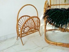 Stupendo porta riviste Sunburst in bambù e rattan stile Franco Albini anni 60