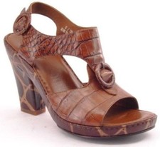 New BOLO Women Brn Leather Open Toe High Heel T-Strap Slingback Pump Shoe Sz 6 M